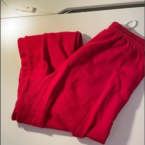 red sweatpants